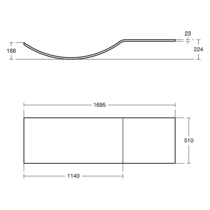 Ideal Standard Concept / Sottini Santorini 1700mm Shower Bath Front Bath Panel - White - Unbeatable Bathrooms