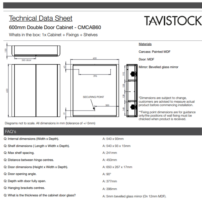 Tavistock Compass Gloss White Double Mirror Door Cabinet - Unbeatable Bathrooms