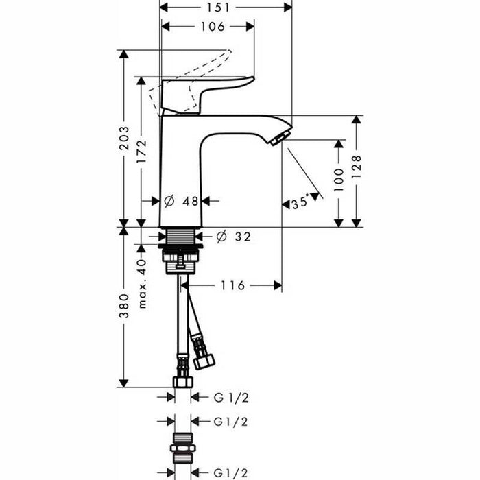 Hansgrohe Metris - Single Lever Basin Mixer 110 Min. 0.5 Bar without Waste - Unbeatable Bathrooms