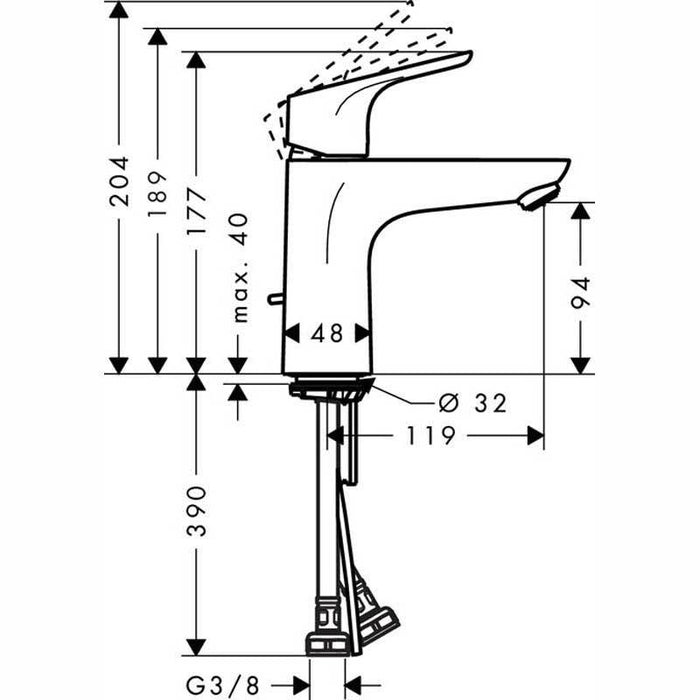 Hansgrohe Focus - Single Lever Basin Mixer 100 with 2 Flow Rates and Pop-Up Waste - Unbeatable Bathrooms