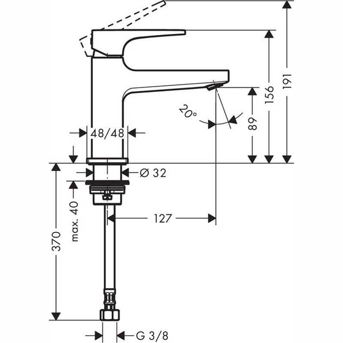 Hansgrohe Metropol - Single Lever Basin Mixer 100 with Lever Handle for Cloakroom Basins for Cold Water - Unbeatable Bathrooms