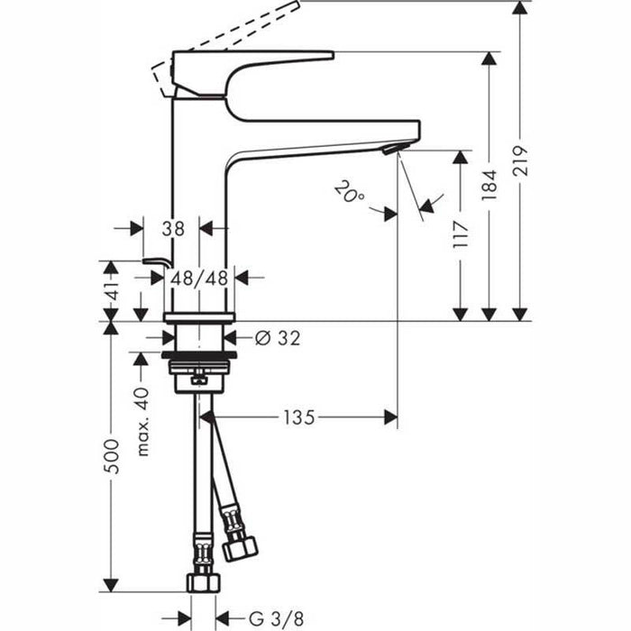 Hansgrohe Metropol - Single Lever Basin Mixer 110 with Lever Handle and Pop-Up Waste - Unbeatable Bathrooms