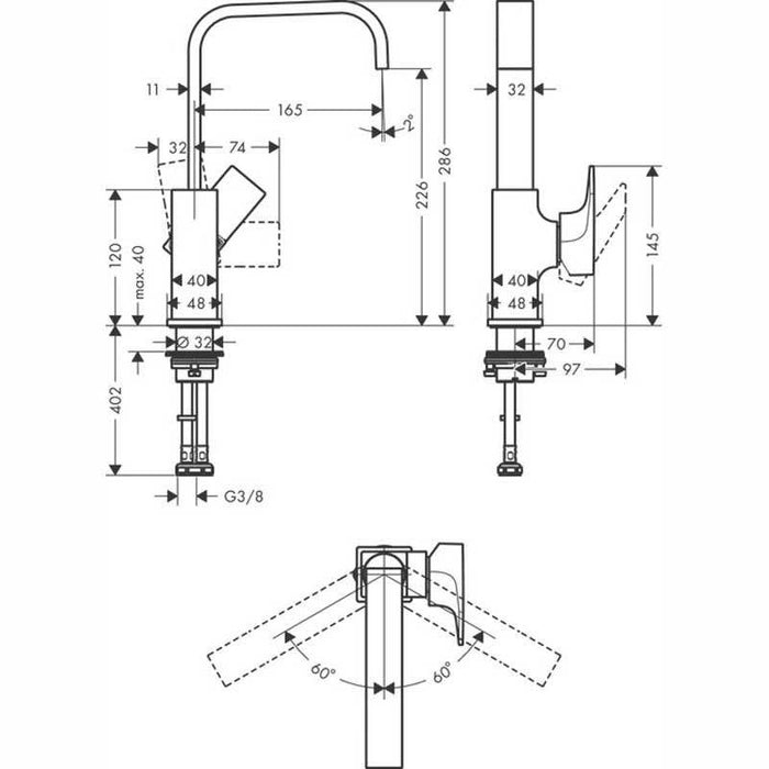 Hansgrohe Metropol - Single Lever Basin Mixer 230 with Lever Handle and Push-Open Waste - Unbeatable Bathrooms