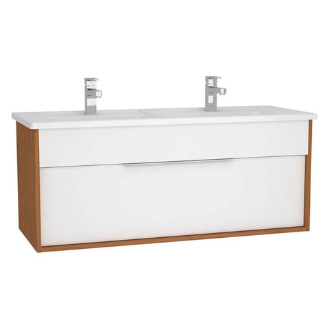 Vitra Integra 1200mm Double Vanity Unit - Wall Hung 1 Drawer Unit - Unbeatable Bathrooms