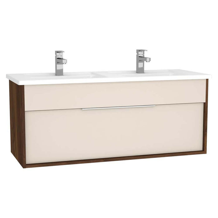 Vitra Integra 1200mm Double Vanity Unit - Wall Hung 1 Drawer Unit - Unbeatable Bathrooms