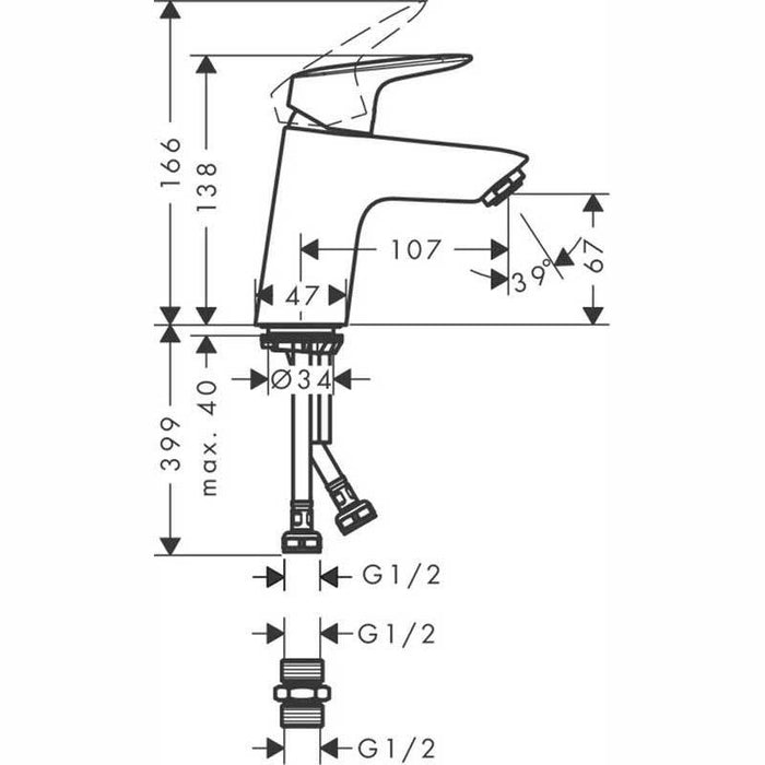 Hansgrohe Logis - Single Lever Basin Mixer 70 Min. 0.2 Bar without Waste - Unbeatable Bathrooms