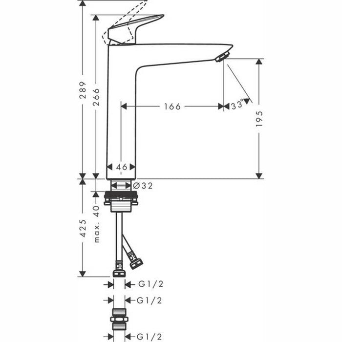 Hansgrohe Logis - Single Lever Basin Mixer 190 Min. 0.5 Bar without Waste - Unbeatable Bathrooms