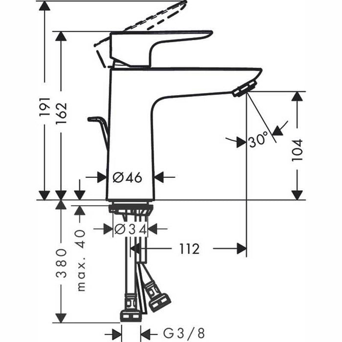 Hansgrohe Talis E - Single Lever Basin Mixer 110 with Pop-Up Waste - Unbeatable Bathrooms