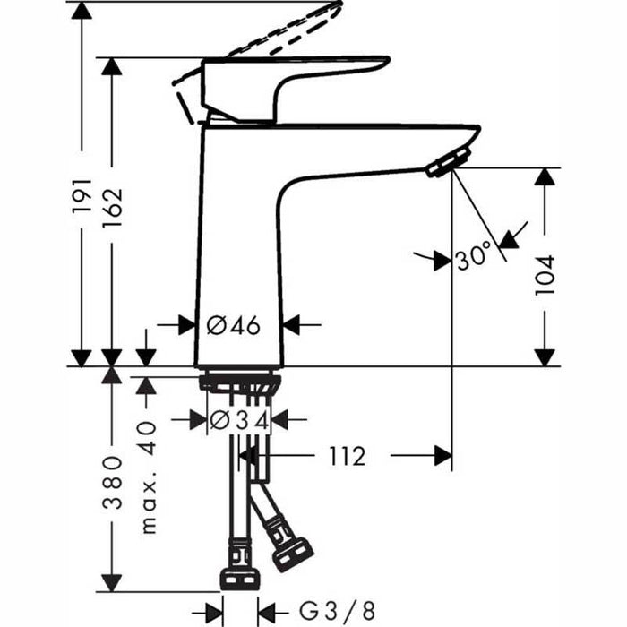 Hansgrohe Talis E - Single Lever Basin Mixer 110 without Waste - Unbeatable Bathrooms