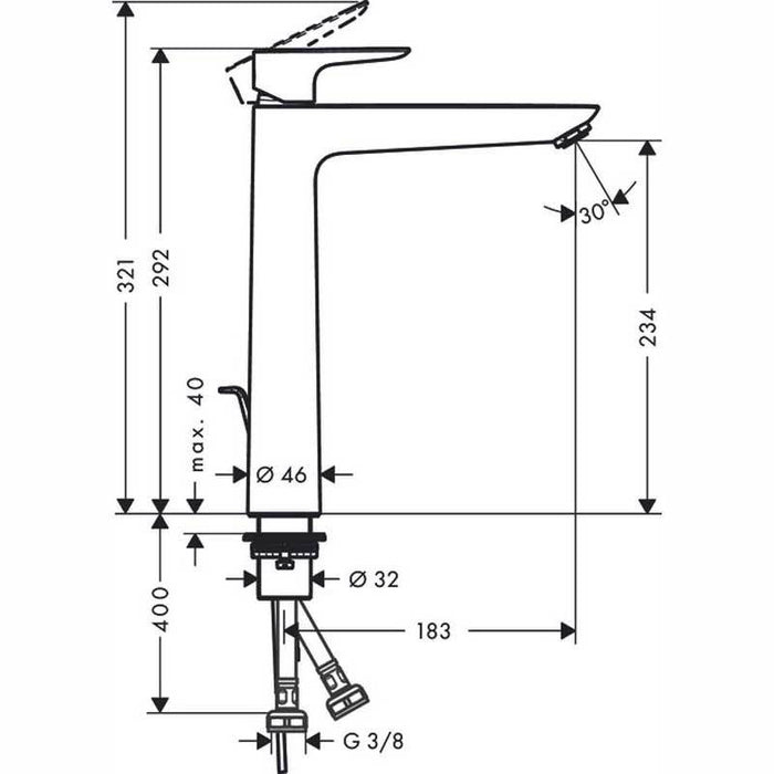 Hansgrohe Talis E - Single Lever Basin Mixer 240 with Pop-Up Waste - Unbeatable Bathrooms