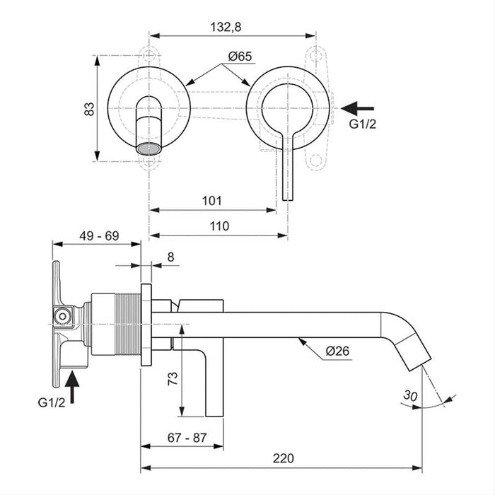 Ideal Standard Joy Single Lever Built-In Basin Mixer with 180mm Spout - Unbeatable Bathrooms