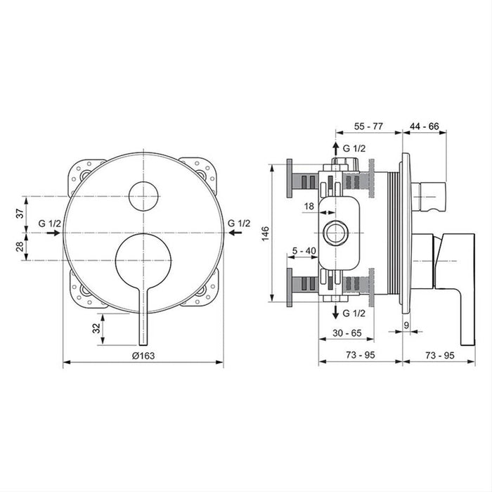 Ideal Standard Joy Single Lever Built-In Shower with Diverter - Unbeatable Bathrooms