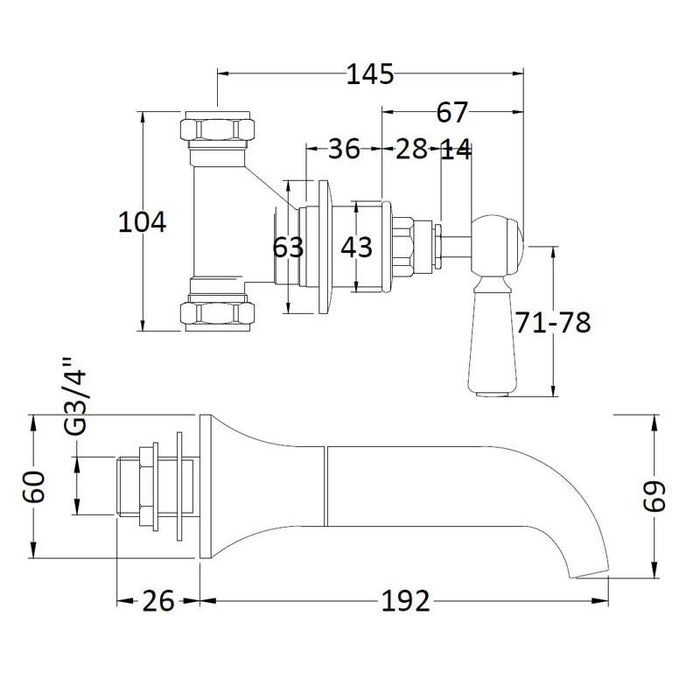 Hudson Reed Topaz Lever 3Th Bath Filler - Unbeatable Bathrooms