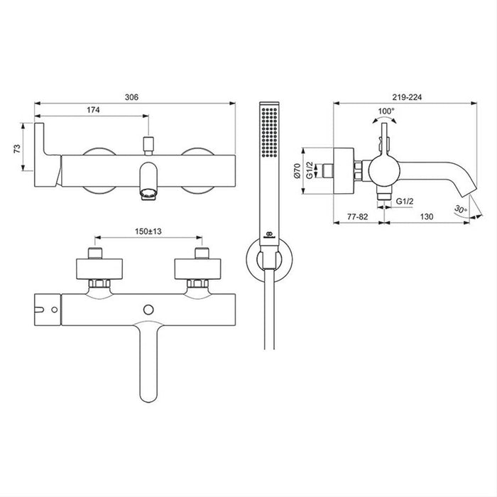 Ideal Standard Joy Single Lever Exposed Shower Mixer With Kit - Unbeatable Bathrooms