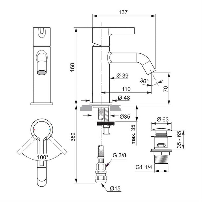 Ideal Standard Joy Single Lever Basin Mixer With Click Waste - Unbeatable Bathrooms