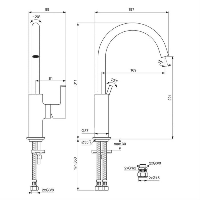 Ideal Standard Joy Single Lever High Spout Basin Mixer - Unbeatable Bathrooms