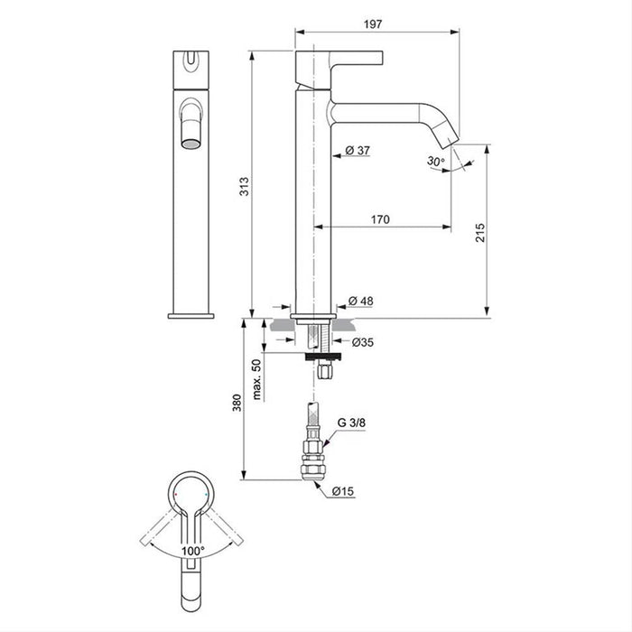 Ideal Standard Joy Single Lever Vessel Basin Mixer - Unbeatable Bathrooms