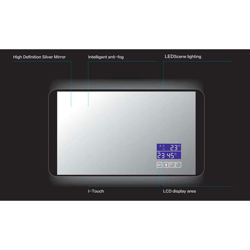 JTP Digital Matt Black Mirror LED and Bluetooth - Unbeatable Bathrooms