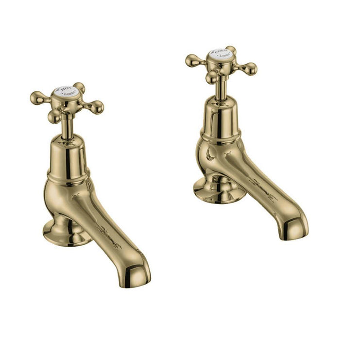 Burlington Claremont 5 Inch Basin Taps - Gold - Unbeatable Bathrooms