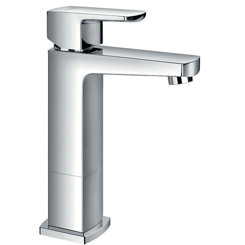 Flova Dekka Mid Height 230mm Mono Basin Mixer with Slotted Clicker Waste Set - Unbeatable Bathrooms