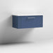 Nuie Deco 800mm Wall Hung 1 Drawer Fluted Vanity Unit & Worktop - Satin Blue - Unbeatable Bathrooms