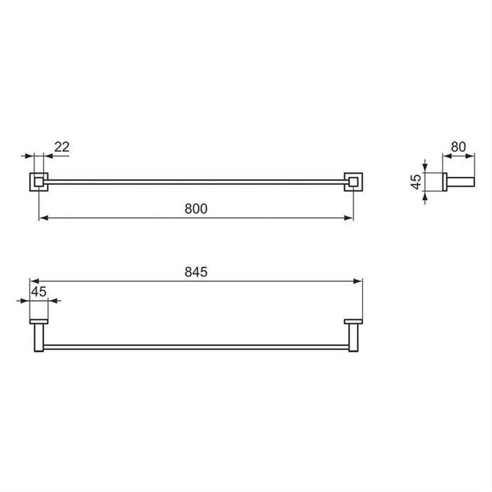 Ideal Standard IOM Square Towel Rail - Chrome - Unbeatable Bathrooms