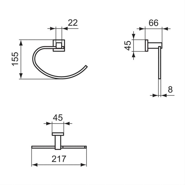 Ideal Standard IOM Square Towel Ring - Chrome - Unbeatable Bathrooms