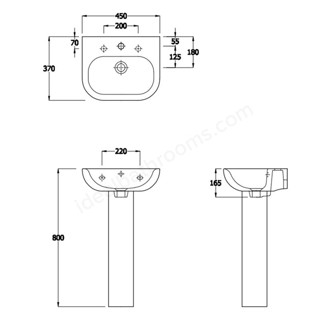 Essential Lily 45cm 1 Tap Hole Basin - Unbeatable Bathrooms