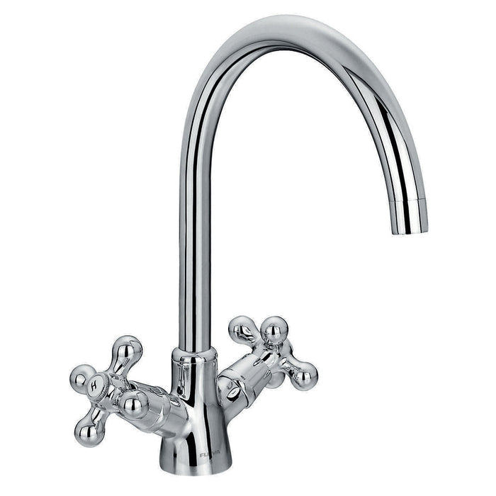 Flova Traditional Cross Handle Swivel Spout Kitchen Mixer - Unbeatable Bathrooms