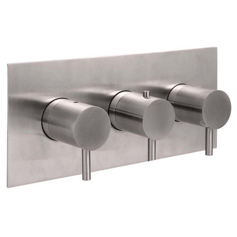 JTP Inox Thermostatic Concealed 2 Outlet 3 Controls Shower Valve Horizontal - Unbeatable Bathrooms