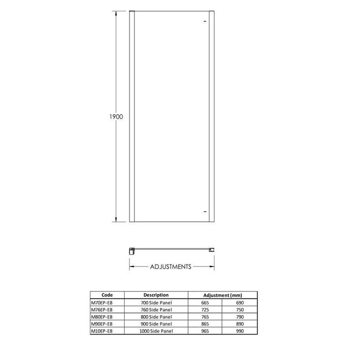 Hudson Reed Apex Enclosure Side Panel - 1900mm High - Unbeatable Bathrooms