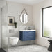 Nuie Deco 800mm Wall Hung 1 Drawer Fluted Vanity Unit & Worktop - Satin Blue - Unbeatable Bathrooms