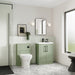 Nuie Deco 800mm Wall Hung 1 Drawer Fluted Vanity Unit & Worktop - Satin Green - Unbeatable Bathrooms