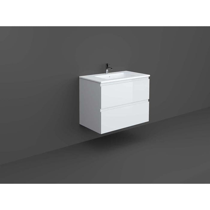 RAK Precious 800mm Vanity Unit - Wall Hung 2 Drawer Unit with Drop-In Basin - Unbeatable Bathrooms