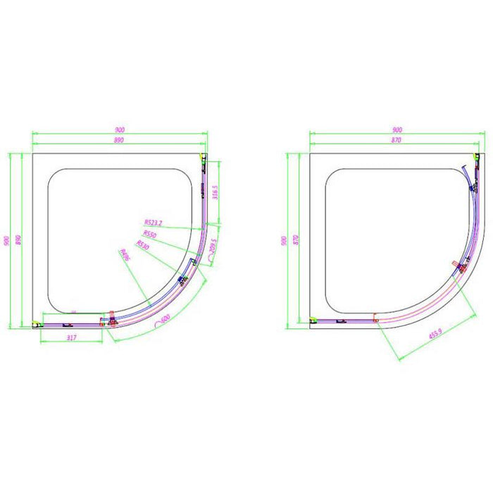 Sommer 8mm Offset Quadrant Single Door Shower Enclosure - 1900 x 760/800/900mm - Unbeatable Bathrooms