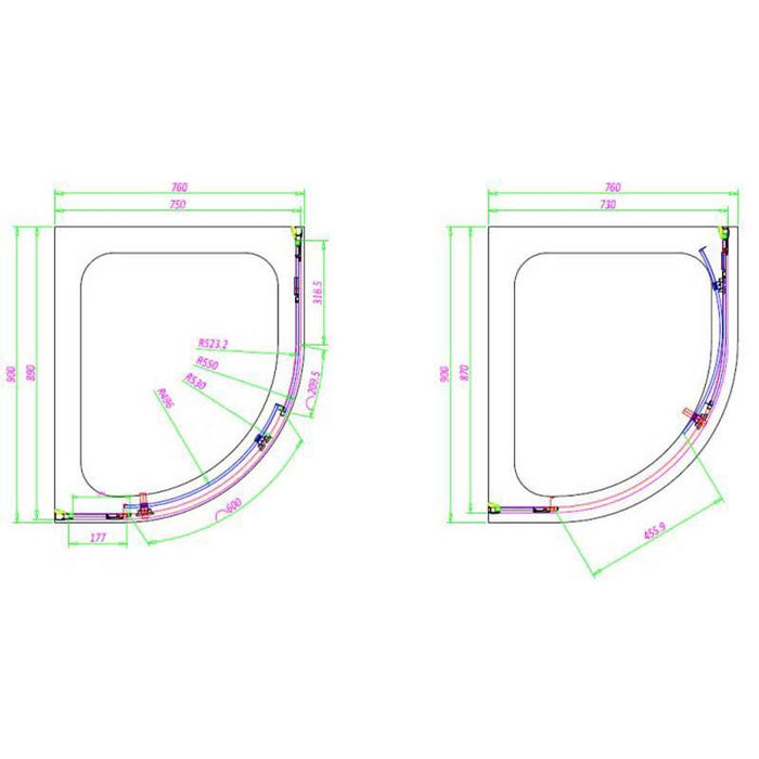 Sommer 8mm Offset Quadrant Single Door Shower Enclosure - 1900 x 760/800/900mm - Unbeatable Bathrooms