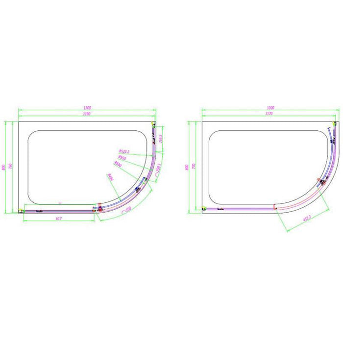 Sommer 8mm Offset Quadrant Single Door Shower Enclosure - 1900 x 760/800/900mm - Unbeatable Bathrooms