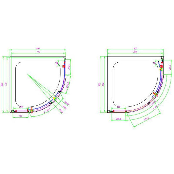 Sommer 6mm Single Door Offset Quadrant Shower Enclosure - 1900 x 760/800/900mm - Unbeatable Bathrooms