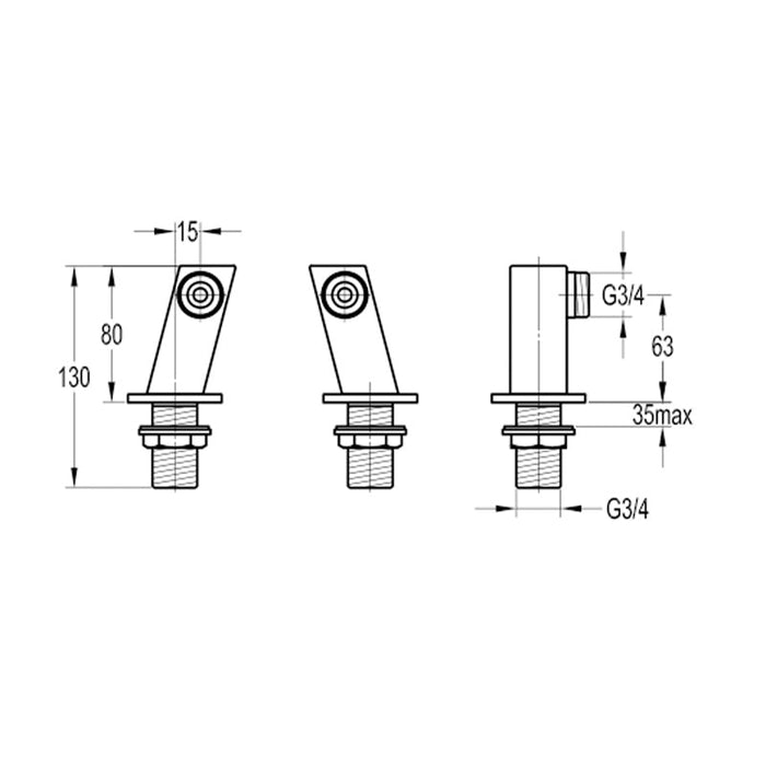 Flova STR8 Square Leg Set (To Divert Wall Mounted To Deck Mounted) - Unbeatable Bathrooms