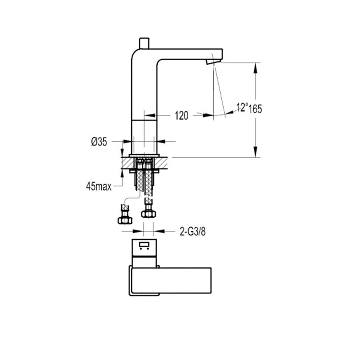 Flova STR8 Mid Height 165mm Mono Basin Mixer with Slotted Clicker Waste Set - Unbeatable Bathrooms