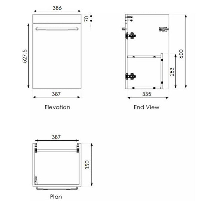 The White Space Scene 450mm Cloakroom Vanity Unit - Wall Hung 1 Door Unit - Unbeatable Bathrooms