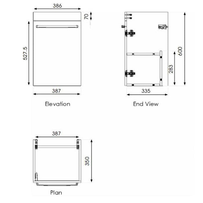 The White Space Scene 450mm Cloakroom Vanity Unit - Wall Hung 1 Door Unit - Unbeatable Bathrooms