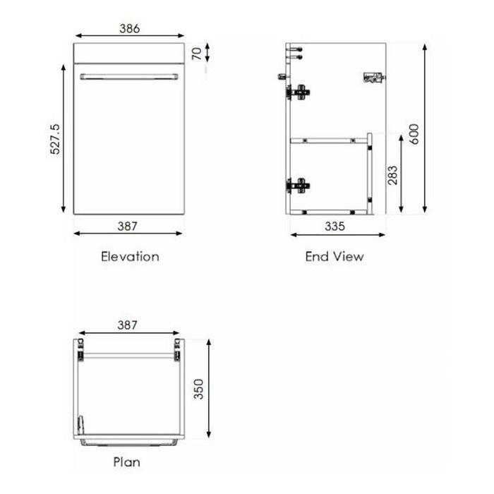 The White Space Scene 450mm Cloakroom Vanity Unit - Wall Hung 1 Door Unit - Unbeatable Bathrooms