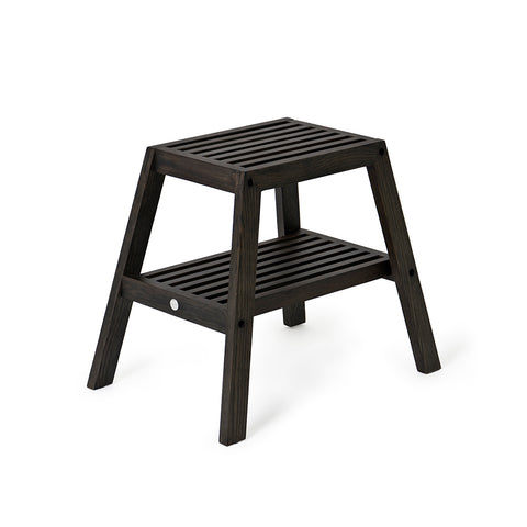 Wooden Slatted Stool - Dark Oak - Unbeatable Bathrooms