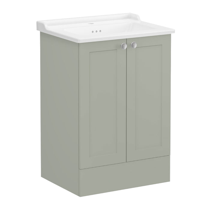 VitrA Root Classic 600mm Vanity Unit - Floor Standing 2 Door Unit with Basin (Various Colours) - Unbeatable Bathrooms