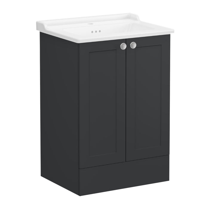 VitrA Root Classic 600mm Vanity Unit - Floor Standing 2 Door Unit with Basin (Various Colours) - Unbeatable Bathrooms