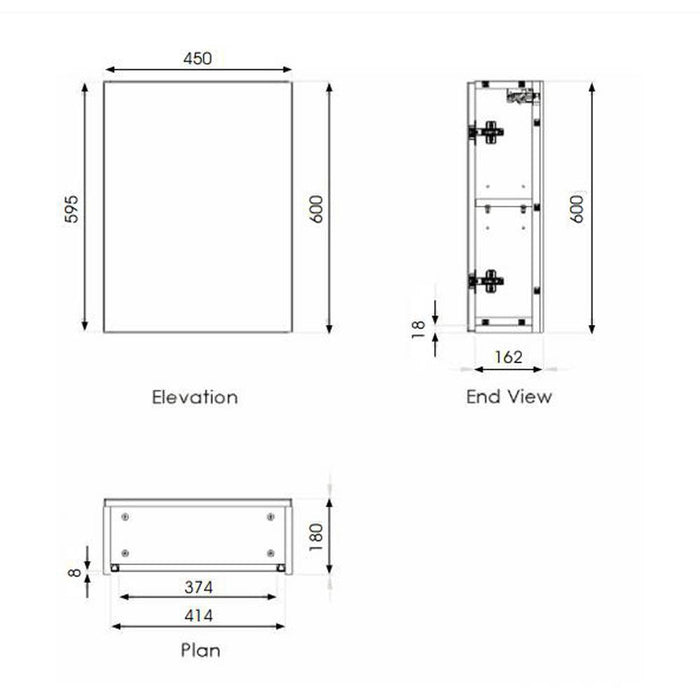 The White Space Scene 450mm Single Door Mirror Cabinet - Unbeatable Bathrooms