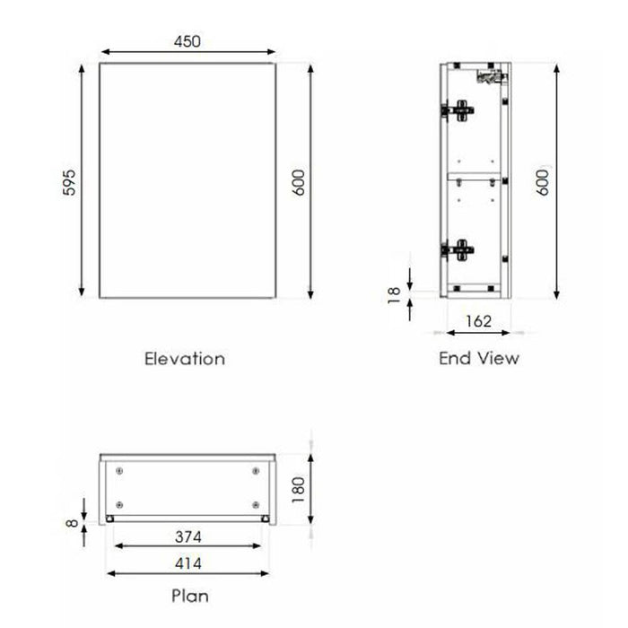 The White Space Scene 450mm Single Door Mirror Cabinet - Unbeatable Bathrooms