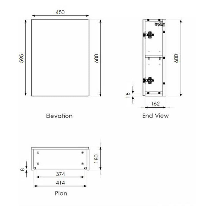 The White Space Scene 450mm Single Door Mirror Cabinet - Unbeatable Bathrooms