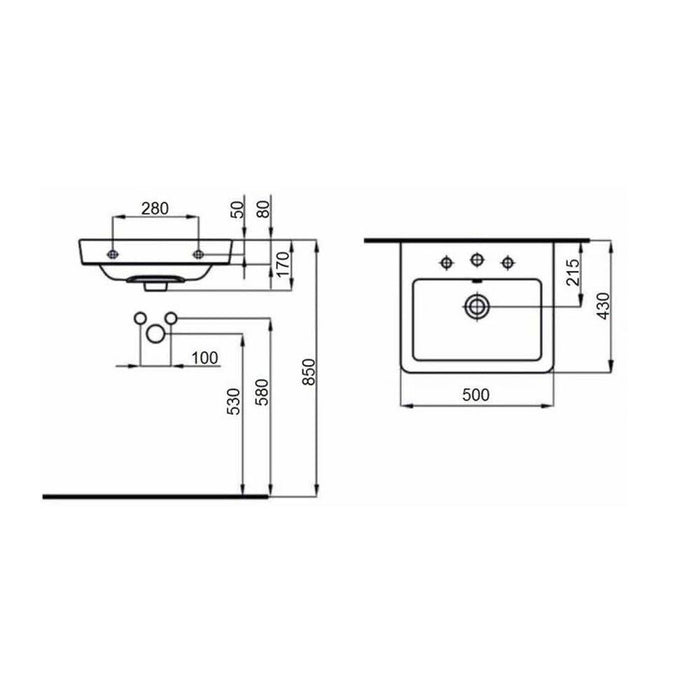 The White Space Scene 1TH Pedestal Basin (Various Sizes) - Unbeatable Bathrooms